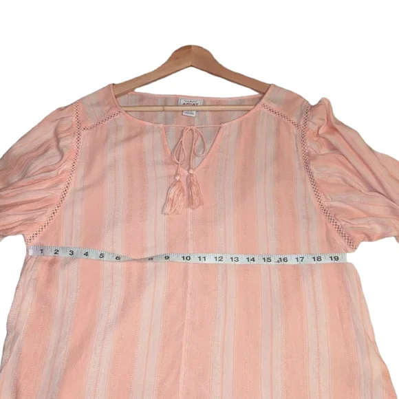 Ariat Society Long Puff Sleeve Striped Boho Tassel Western Lace Top Blouse - Picture 11 of 14